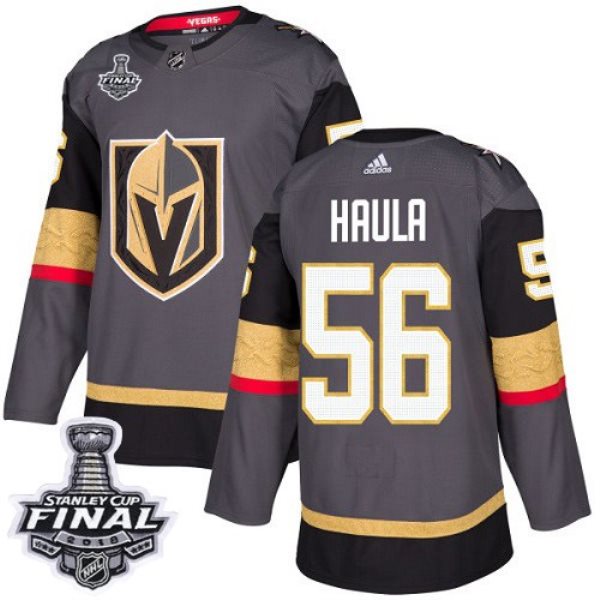 NHL Vegas Golden Knights 56 Erik Haula Adidas Gray 2018 Stanley Cup Final Patch Men Jersey