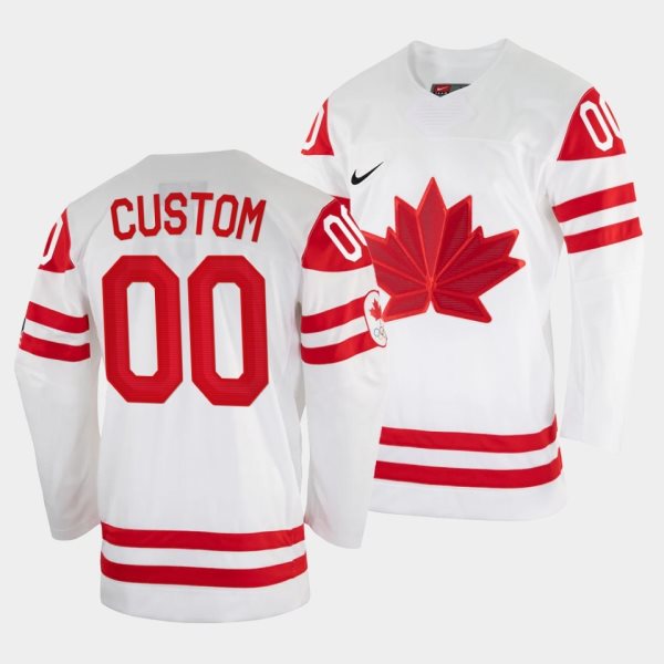 Canada Customized 2022 White Beijing Winter Olympic Men Jersey