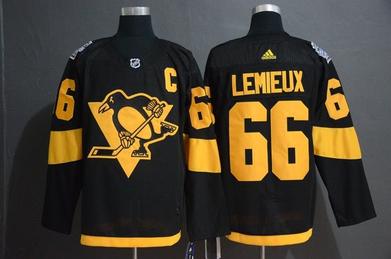 NHL Penguins 66 Mario Lemieux 2019 Stadium Series Black Adidas Men Jersey