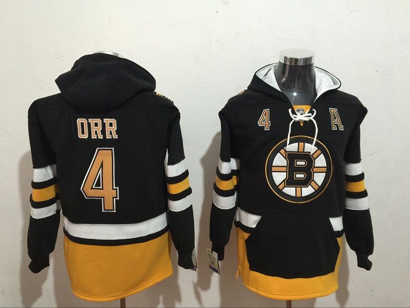 NHL Bruins 4 Bobby Orr Black All Hooded Men Sweatshirt