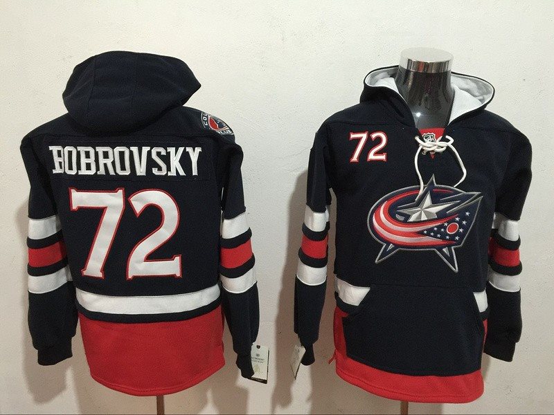 NHL Blue Jackets 72 Sergei Bobrovsky Blue Men Sweatshirt