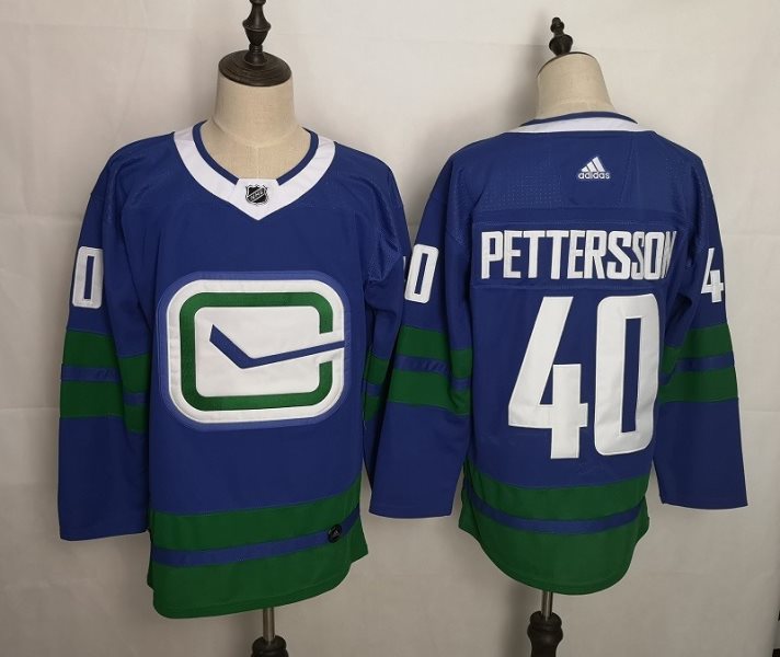 NHL Canucks 40 Elias Pettersson Blue Adidas Men Jersey