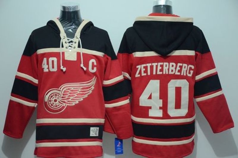 NHL Red Wings 40 Henrik Zetterberg Red Men Sweatshirt