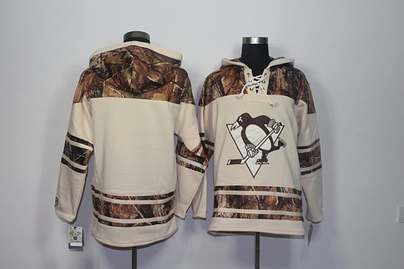 NHL Penguins Blank Old Time Natural Realtree Camo Xtra Lacer Men Hoodie