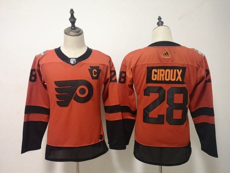 NHL Flyers 28 Claude Giroux 2019 Stadium Series Orange Adidas Women Jersey
