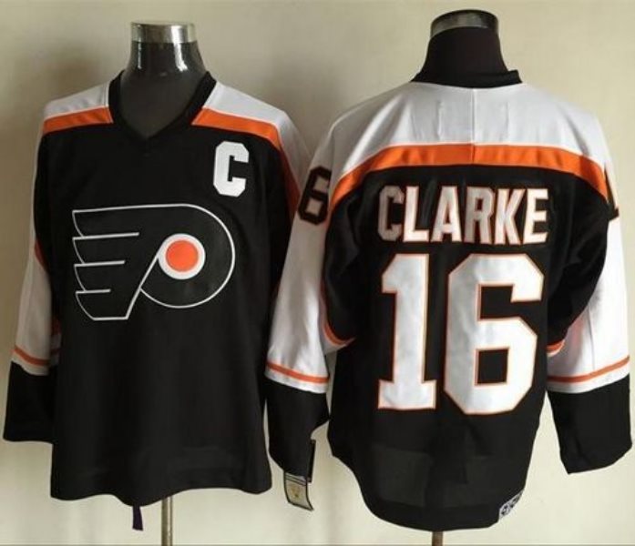 NHL Flyers 16 Bobby Clarke Black CCM Throwback Men Jersey