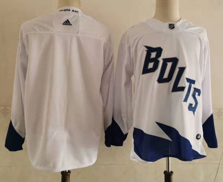 NHL Lightning Blank White Adidas Men Jersey