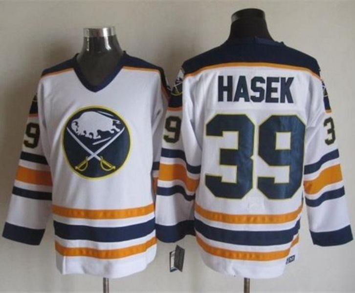 NHL Sabres 39 Dominik Hasek White CCM Throwback Men Jersey