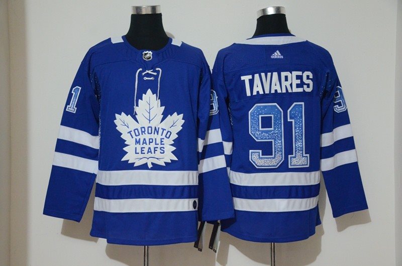 NHL Maple Leafs 91 John Tavares Blue Drift Fashion Adidas Men Jersey