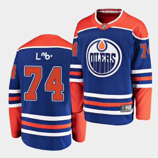 Edmonton Oilers 74 Ethan Bear Cree syllabics Blue Honors Indigenous Heritage Jersey