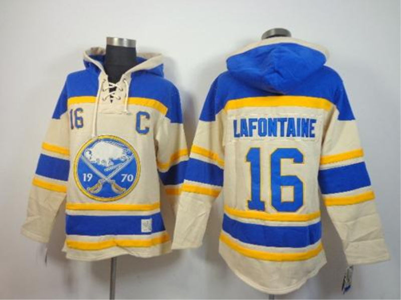 NHL Sabres 16 Pat Lafontaine Cream With C Patch Men Sweatshirt