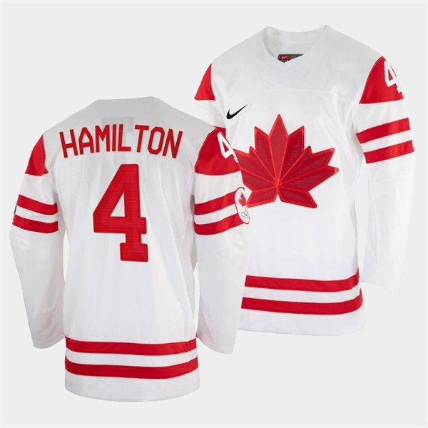 Canada 4 Dougie Hamilton 2022 Beijing Winter Olympic White Men Jersey