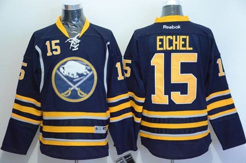 NHL Sabres 15 Jack Eichel Navy Blue Men Jersey
