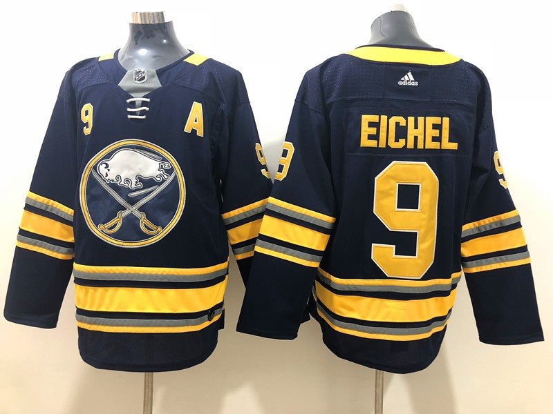 NHL Sabres 9 Jack Eichel Navy Adidas Men Jersey With A Patch
