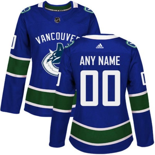 NHL Vancouver Canucks Blue Customized Adidas Women Jersey