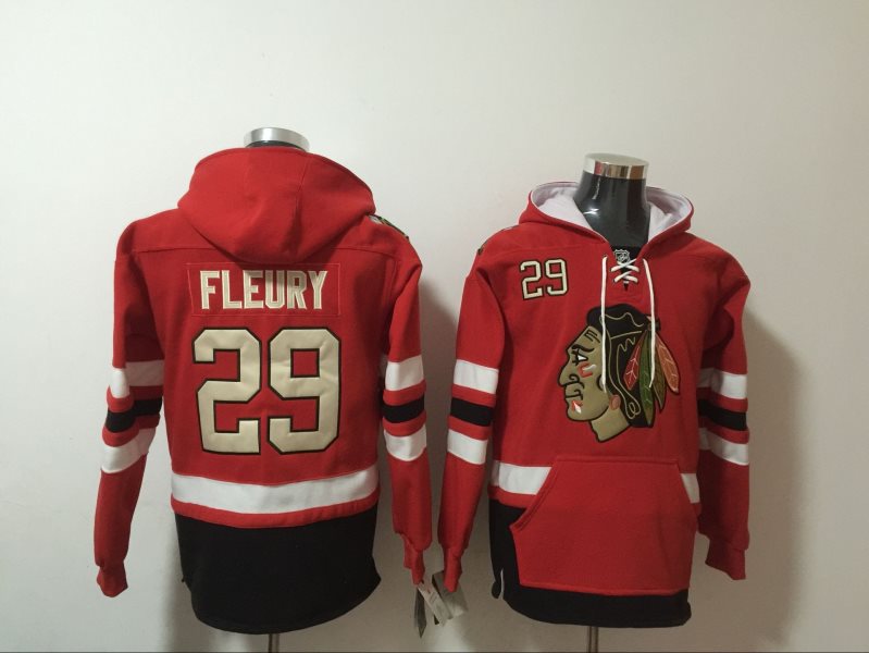 NHL Blackhawks 29 Marc-Andre Fleury Red Hoodie Sweatshirt