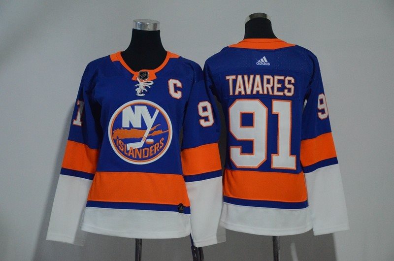 NHL Islanders 91 John Tavares Blue Adidas Women Jersey