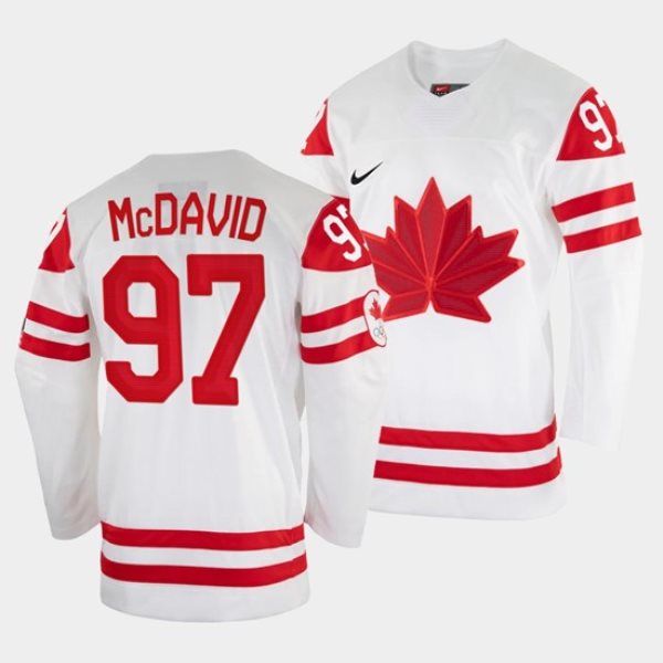 Canada 97 Connor McDavid 2022 Beijing Winter Olympic White Men Jersey