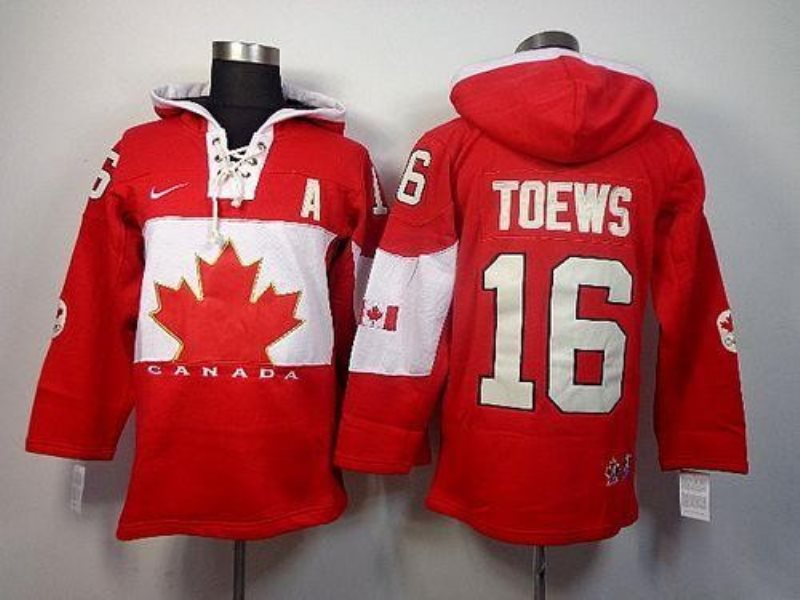 Olympic CA. 16 Jonathan Toews Red Sawyer Hooded Sweatshirt Stitched NHL Jersey