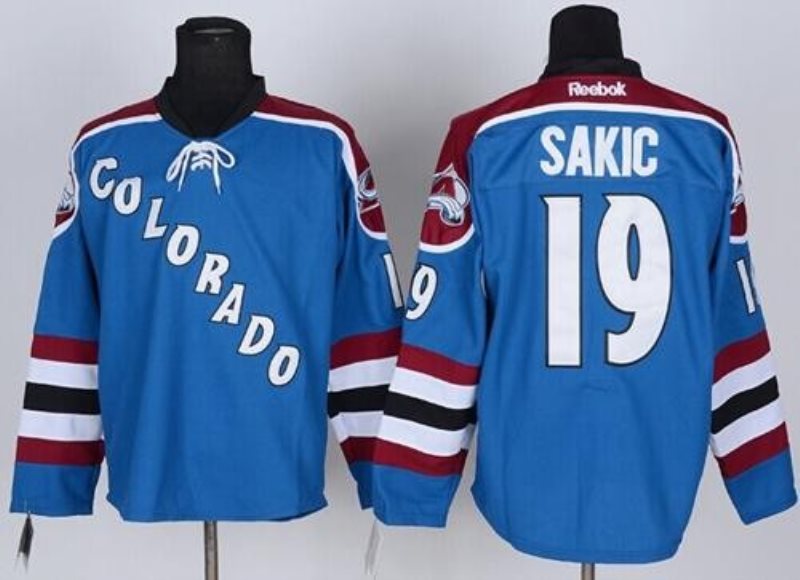 NHL Avalanche 19 Joe Sakic Blue Third Men Jersey