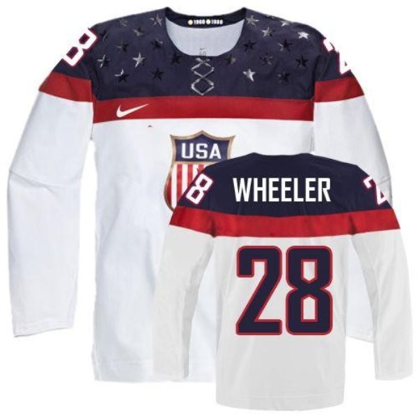 2014 Olympic Team USA No.28 Blake Wheeler White Hockey Jersey