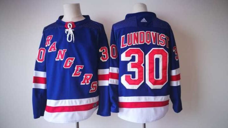 NHL Rangers 30 Henrik Lundqvist Blue Adidas Men Jersey