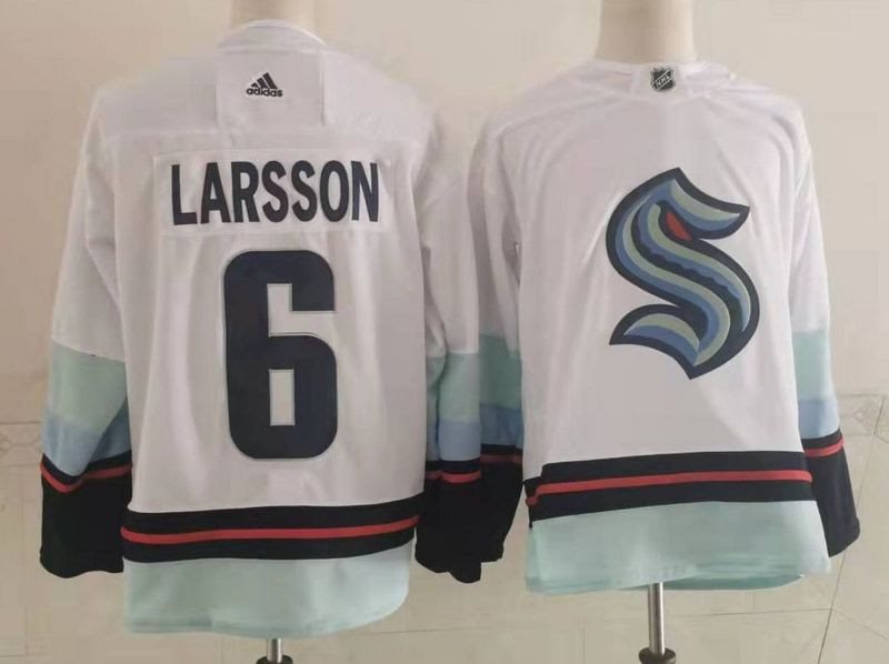 NHL Seattle Kraken 6 Larsson White Adidas Men Jersey