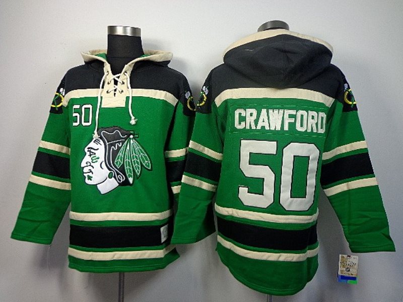 NHL Blackhawks 50 Corey Crawford Green Men Sweatshirt