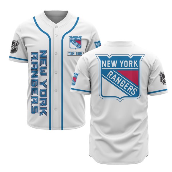 NHL New York Rangers White Baseball Customized Jersey