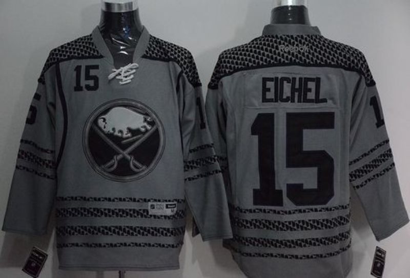 NHL Sabres 15 Jack Eichel Charcoal Cross Check Fashion Men Jersey