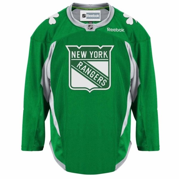 NHL Rangers Reebok St Patrick's Day Practice Green Customized Men Jersey