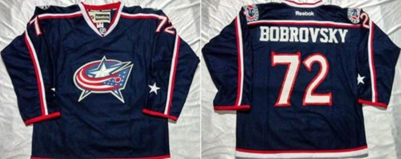 NHL Blue Jackets 72 Sergei Bobrovsky Navy Blue Home Men Jersey