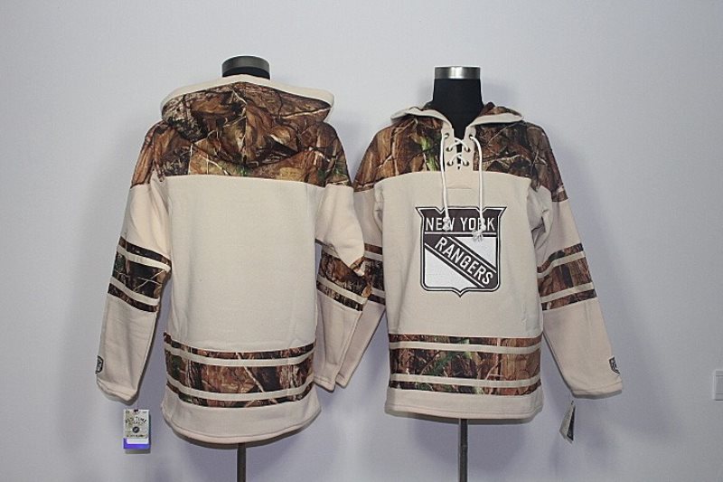 NHL Rangers Blank Old Time Natural Realtree Camo Xtra Lacer Men Hoodie