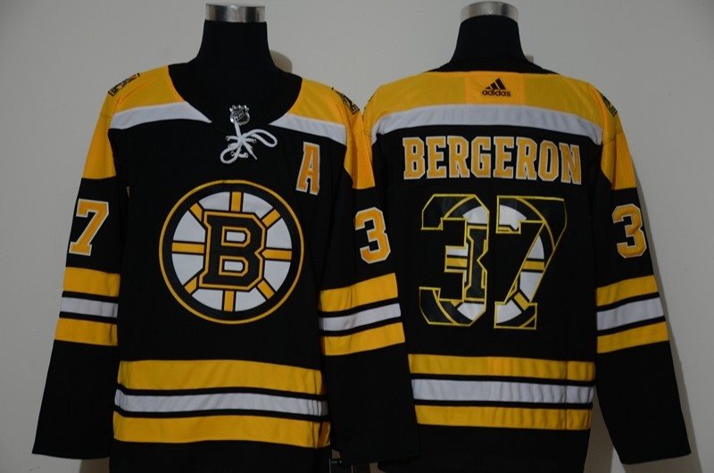 NHL Bruins 37 Patrice Bergeron Black Adidas Fashion Men Jersey