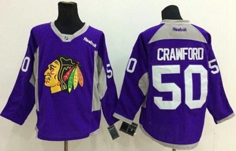 NHL Blackhawks 50 Corey Crawford Purple Fights Cancer Men Jersey