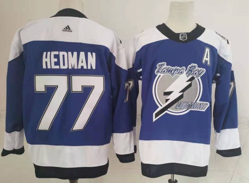 NHL Lightning 77 Victor Hedman Blue 2021 Retro Adidas Men Jersey