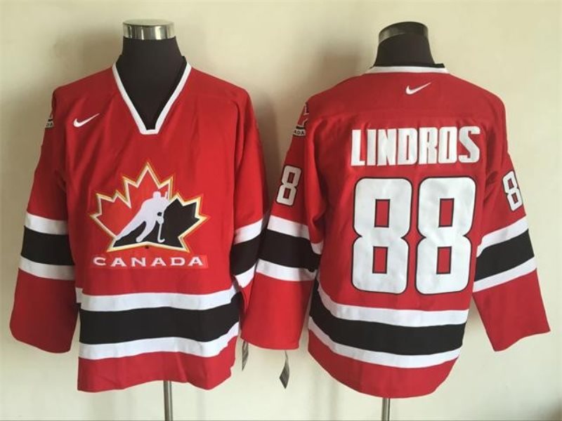 Team Canada 88 Eric Lindros Red Nike 2002 Winter Olympics Throwback Hocky Jersey