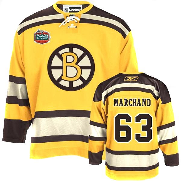 NHL Bruins 63 Brad Marchand Winter Classic Yellow Men Jersey
