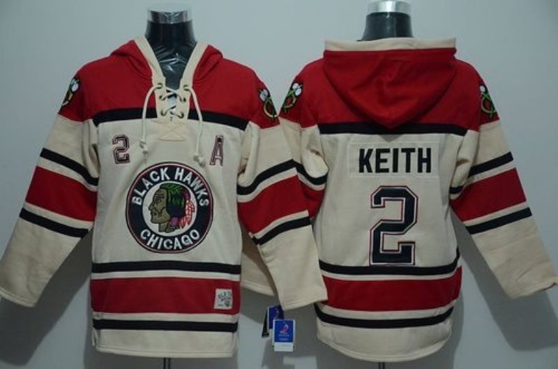 NHL Blackhawks 2 Duncan Keith Cream Men Sweatshirt
