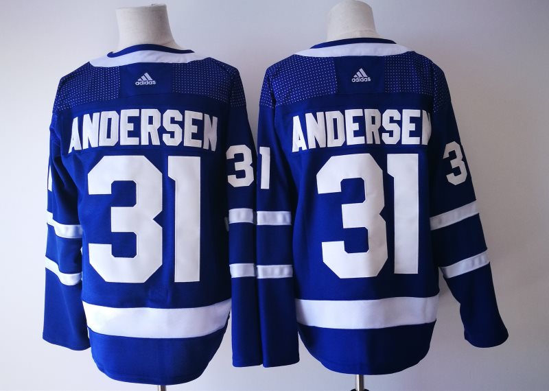 NHL Maple Leafs 31 Frederik Andersen Blue Adidas Men Jersey
