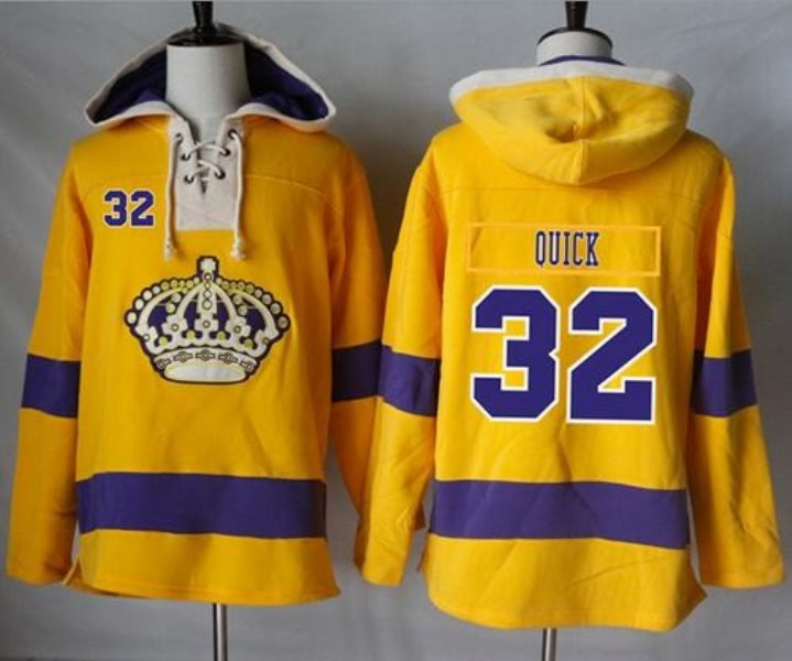 NHL Kings 32 Jonathan Quick Gold Men Sweatshirt