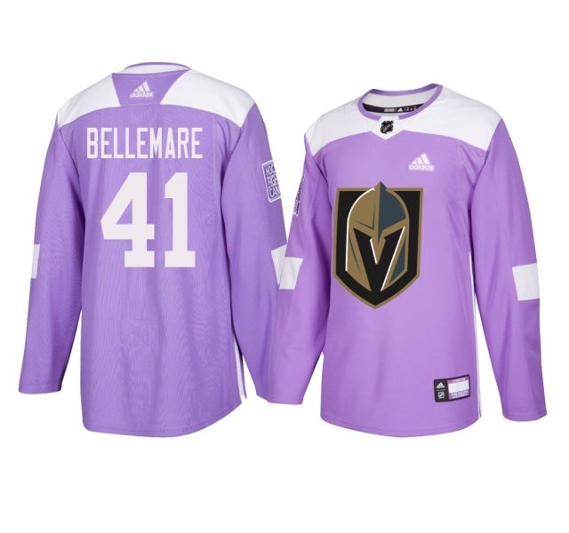 NHL Golden Knights 41 Pierre-Edouard Bellemare Purple Fifhts Cancer Men Jersey