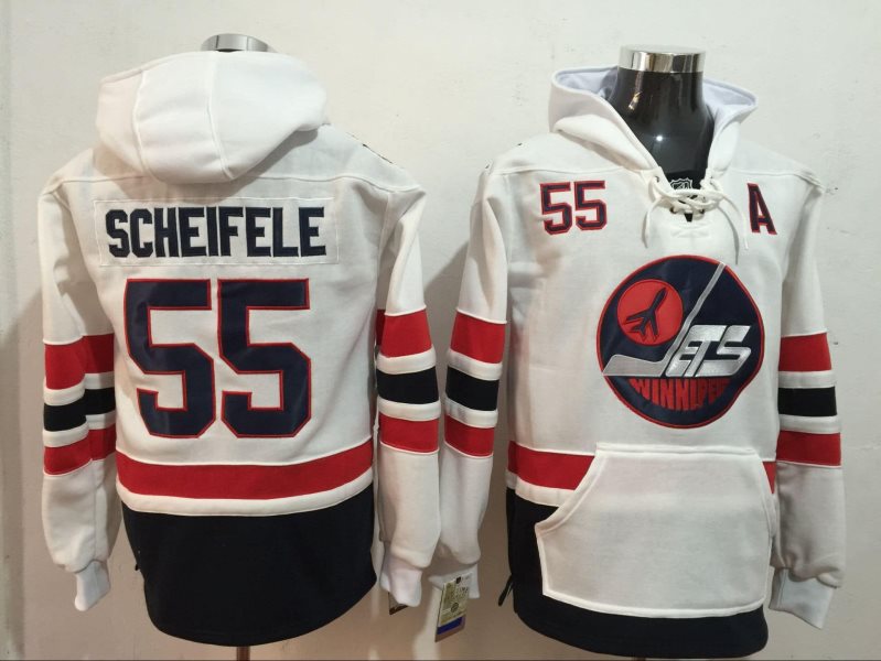 NHL Jets 55 Mark Sceifele White Hoodie Sweatshirt