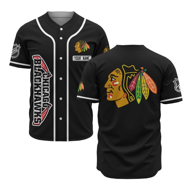 NHL Chicago Blackhawks Baseball Black Customized Jersey