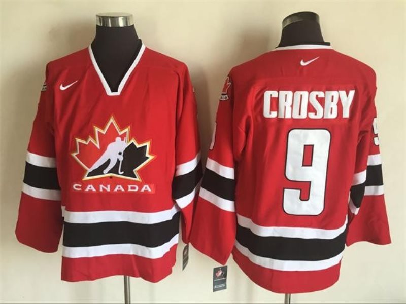 Team Canada 9 Sidney Crosby Red Nike 2002 Winter Olympics Throwback Hocky Jersey
