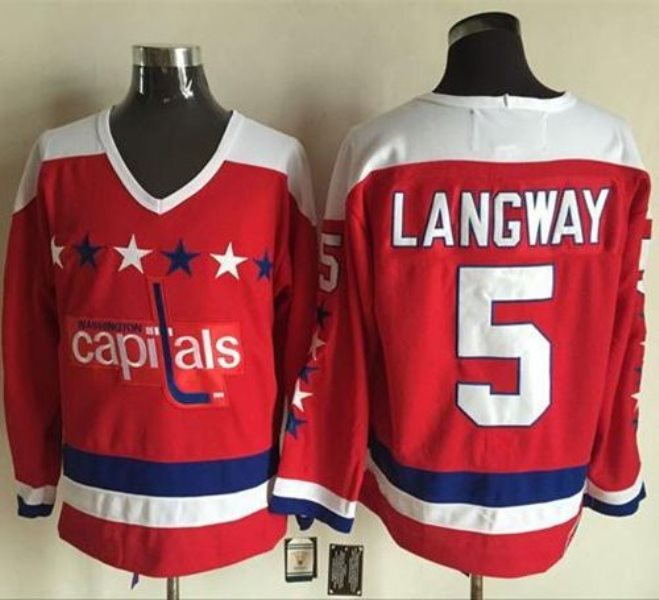 NHL Capitals 5 Rod Langway Red Alternate CCM Throwback Men Jersey