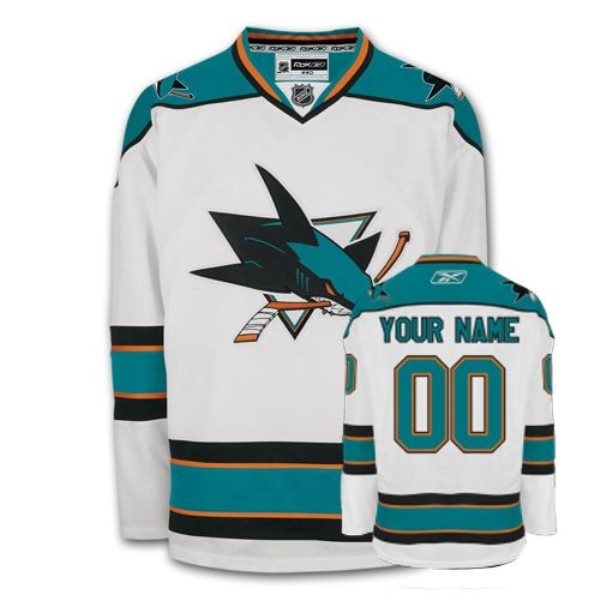 NHL Sharks White Customized Men Jersey