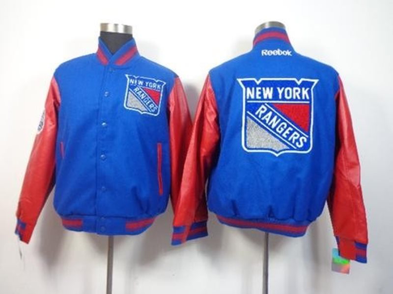 NHL Rangers Satin Button-Up Blue Men Jacket