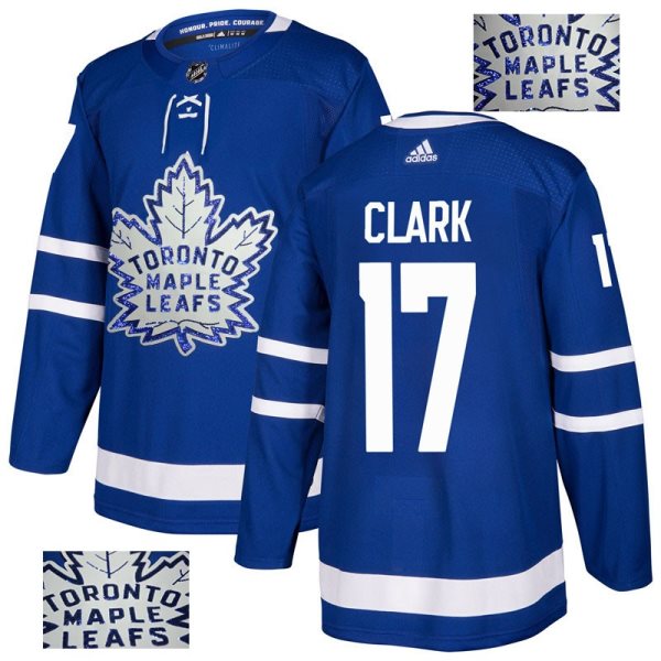 NHL Maple Leafs 17 Wendel Clark Blue Glittery Edition Adidas Men Jersey