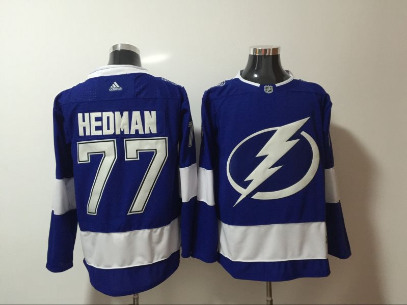 NHL Lightning 77 Victor Hedman Blue Adidas Men Jersey